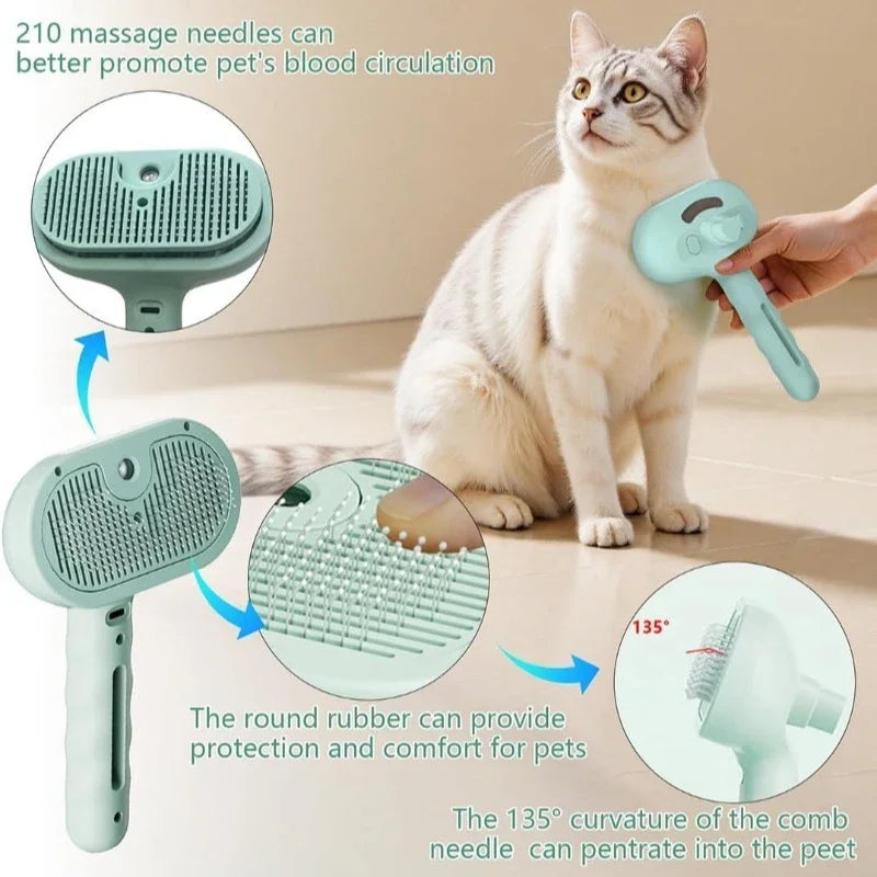 Steam Spray Pet Grooming Brush for Cats & Dogs