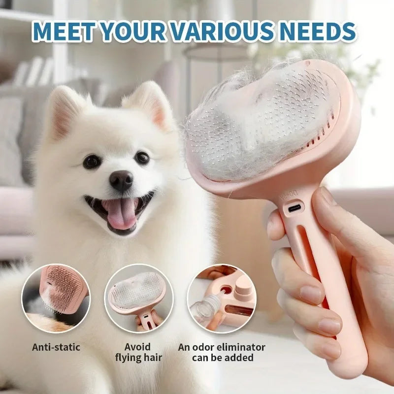 Steam Spray Pet Grooming Brush for Cats & Dogs