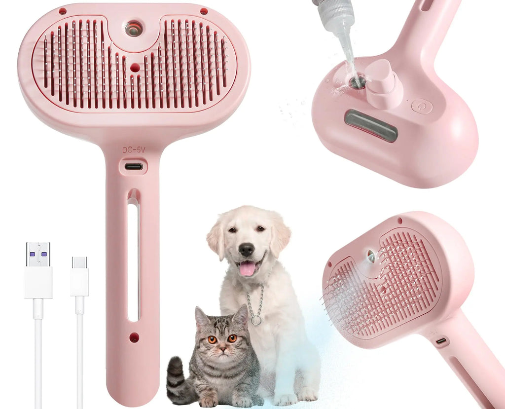 Steam Spray Pet Grooming Brush for Cats & Dogs