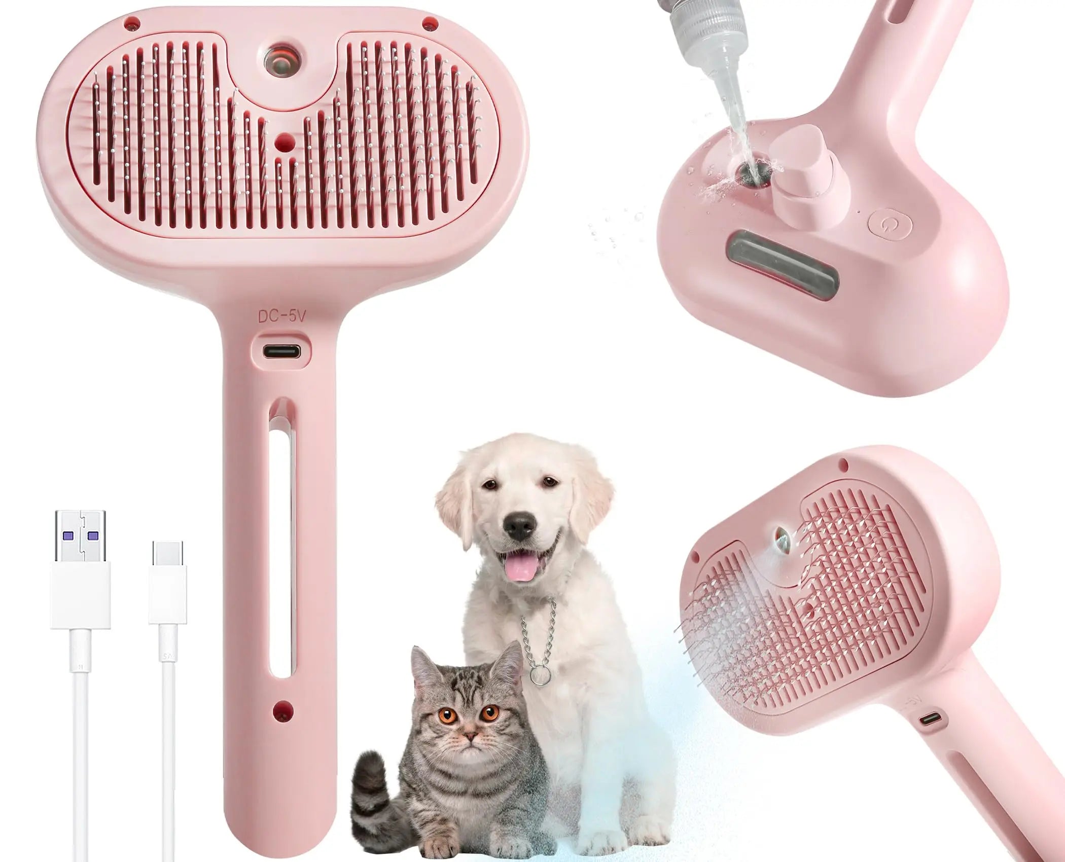 Steam Spray Pet Grooming Brush for Cats & Dogs